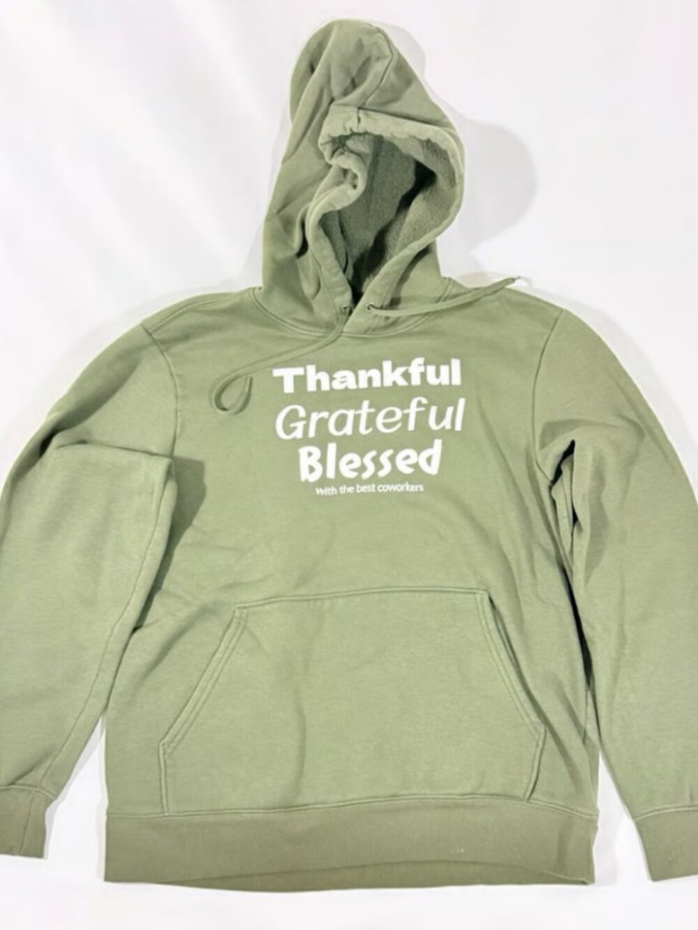 Hoodie - UNISEX - Thankful for CoWorkers - Olive Size MEDIUM